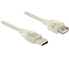 DELOCK ilgintuvas USB 2.0 tipo A kištukinis > USB 2.0 Type-A moteriškas 1,5 m skaidrus