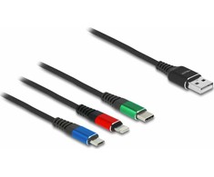 Kabelis USB Delock USB-A - USB-C + microUSB + Lightning 2 m Juodas (90156)