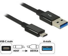 Delock USB kabelis Digitus USB-A - USB-C 1 m Juodas (83983)