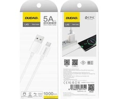 USB kabelis Dudao (L4SM) microUSB (2A) baltas (1m)