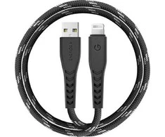 ENERGEA Nyloflex USB – Lightning Kabelis Charge and Sync C89 MFI 1.5m juodos spalvos
