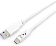 USB kabelis Equip USB-A - USB-C 1 m Balta (128364)