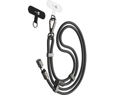 Kabelis USB smycz do telefonu su kablem ER POWER Snake Lanyard USB-C/USB-C 240 W 1,5 m Juodas (ERPWSL-BK)