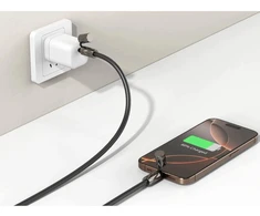 Kabelis USB smycz do telefonu su kablem ER POWER Snake Lanyard USB-C/USB-C 240 W 1,5 m Juodas (ERPWSL-BK)