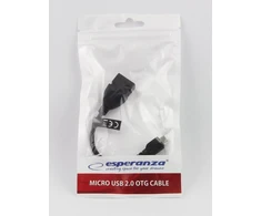 Kabelis Esperanza EB180 EB180 (Micro USB M - USB 2.0 B tipo, F tipo F kištukas; 0,10m; spalva juoda)