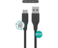 Kabelis USB eStuff INFINITE (GRS) USB-C do USB-A USB 2.0 2m 60W Juodas (INFINITE (GRS) USB-C to USB-A)