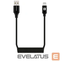 Kabelis USB Evelatus AutoSpring Coiled Cable USB A to Lightning 1.2M cable Juodas (TKCB-746AL1WH)