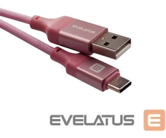 USB kabelis Evelatus Cable USB A to C 2M Aliuminio korpusas pintas Rožinė Rožinė (TKCB-746AC1PK)