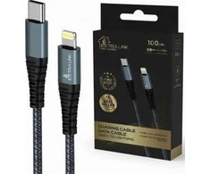 Extralink Smart Life 60W, USB-C - USB-C 120cm, PVC, 5V 2.4A/3A, pilka