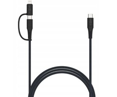 Kabelis USB Fixed USB-C - USB-C + Lightning 3 m Pilka (FIXDB-CCL3-GR)