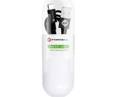 USB kabelis Forcell TUBE (C319) type-C (2.1A) 1m juodas