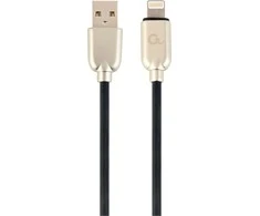 GEMBIRD CC-USB2R-AMLM-1M Gembird Premium guminis 8 kontaktų įkrovimo ir duomenų kabelis, 1m, juodas