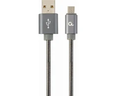 GEMBIRD CC-USB2S-AMmBM-1M-BG Gembird Premium spiralinis metalinis Micro-USB įkrovimo ir duomenų kabelis, 1m, metalinis-pilkas