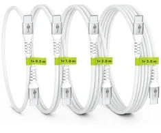 Kabelis USB Goobay 4 vnt. Supersoft USB-C kabelis, 0,5 m, 1 m, 2 m, 3 m, balta