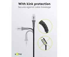 Kabelis USB Goobay Kabelis tekstylny USB-C™ do USB-C™ su metalowymi złączami 0,15 m - Długość kabla 0.15 m