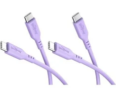Kabelis USB Goobay Rinkinys 2 silikonowych kabli USB-C, 1,5 m, liliowy