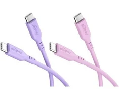 Kabelis USB Goobay Rinkinys Berry Swirl: 2 silikonowe kable USB-C, 1,5 m, liliowy rožinė