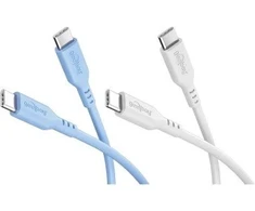Kabelis USB Goobay Rinkinys Ice Breeze: 2 silikonowe kable USB-C, 1,5 m, mėlyna balta