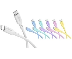 Kabelis USB Goobay Rinkinys Pastel Power Pack 6 silikonowych kabli USB-C, 1,5 m, mėlyna rožinė liliowy turkio balta geltona