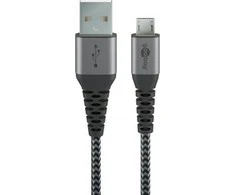 USB kabelis Goobay USB-A - mikroUSB 1 m Pilkasis (49282)