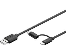 Wentronic Goobay USB-A – microUSB + USB-C USB laidas 1 m juodas (71892)