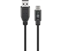 USB-C - USB-A 2.0 kabelis, juodas, 0,5 m, Goobay