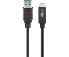 Kabelis USB Goobay USB-A - USB-C 1 m Juodas (RB41074)