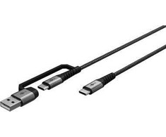 Kabelis USB Goobay USB-A + USB-C - USB-C 2 m Pilka