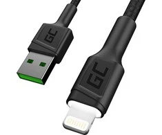 Green Cell Žalias Cell Cable Žalias Cell Ray USB-A - Lightning Baltas LED 200cm su Apple 2.4A greito įkrovimo palaikymu