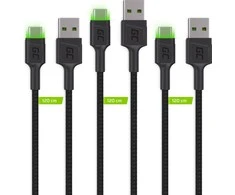 Green Cell Žalias Cell Žalias Cell USB-C kabelių komplektas 3x QC 3.0 2 m