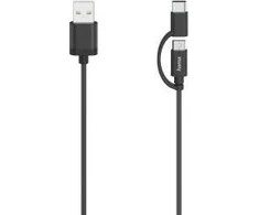 „Hama Micro-USB“ laidas „du viename“ su adapteriu prie USB-C USB 2.0 0,75 m