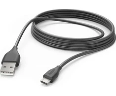 Hama microUSB - USB-A 3m juoda