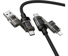 Kabelis 4in1 USB A/C į USB C/Lightning Hoco 240W 1,2 m U151 juodas