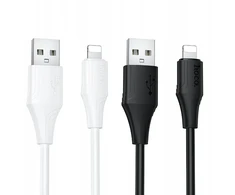Silikoninis laidas USB A į Lightning Hoco 2,4A 1 m X124 baltas