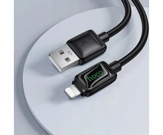 Laidas su LCD ekranu USB A į Lightning Hoco 2,4A 1,2 m U146 juodas