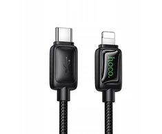 Cable with LCD USB C to Lightning Hoco PD 30W 1,2 m U146 juodas