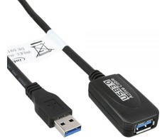 InLine USB-A 3.2 Gen.1 plėtinys, USB-A į USB-A, juodas - 5 m