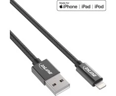 InLine Lightning USB kabelis, juodas/aliuminis, 2m MFi sertifikuotas