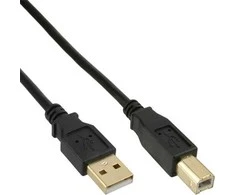 InLine USB 2.0 Cable, A to B, auksinis-plated, juodas – 1m