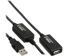 USB kabelis InLine USB-A - USB-A 10 m Juodas (34612I)