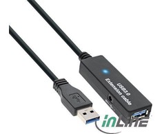 USB kabelis InLine USB- A - 10 m Juoda (35655)