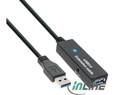 USB kabelis InLine USB- A - 10 m Juoda (35655)