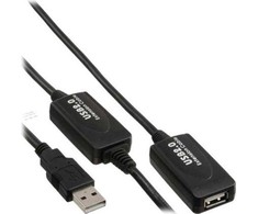 USB kabelis InLine USB-A - USB-A 25 m Juodas (34614I)