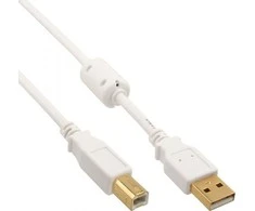 USB kabelis InLine USB-A - USB-B 5 m Balta (34555W)