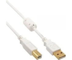USB kabelis InLine USB-A - USB-B 10 m Balta (34550W)