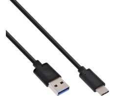 USB kabelis InLine USB-A - USB-C 0,3 m Juodas (35717)