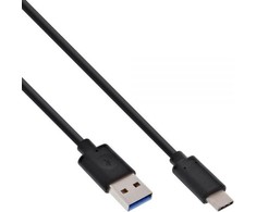 Inline USB 3.2 Gen.2 kabelis, C tipo į A tipo kištuką/kištuką, juodas – 1,5 m