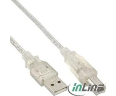 USB kabelis InLine USB-A - USB-B 7 m Skaidrus (34557T)