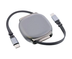 USB laidas InLine USB-C laidas su dėklu susukamas 100W 0,80m juodas/pilkas