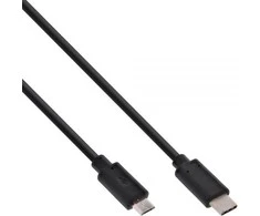 USB kabelis InLine USB-C - mikroUSB 0, 5 m Juoda (35746)